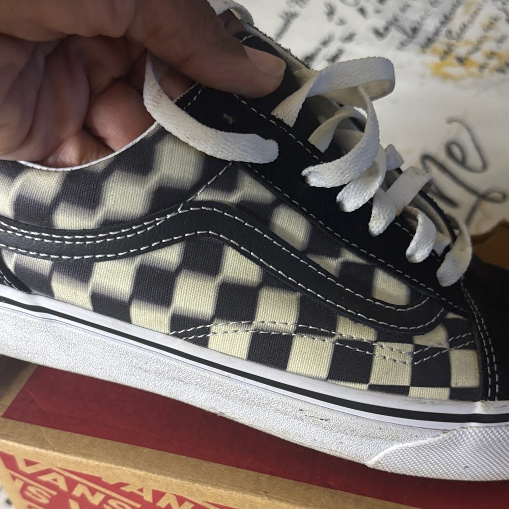 Vans Black and Cream Checkerboard Shoes - Picture 4 of 6